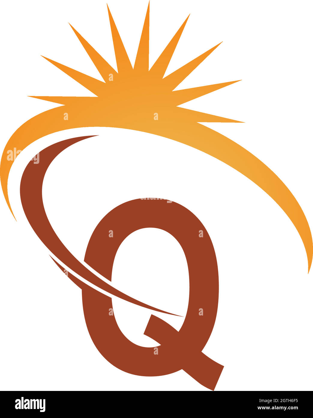 Buchstabe Q mit Sun ray Icon Logo Design Vorlage Illustration Stock Vektor