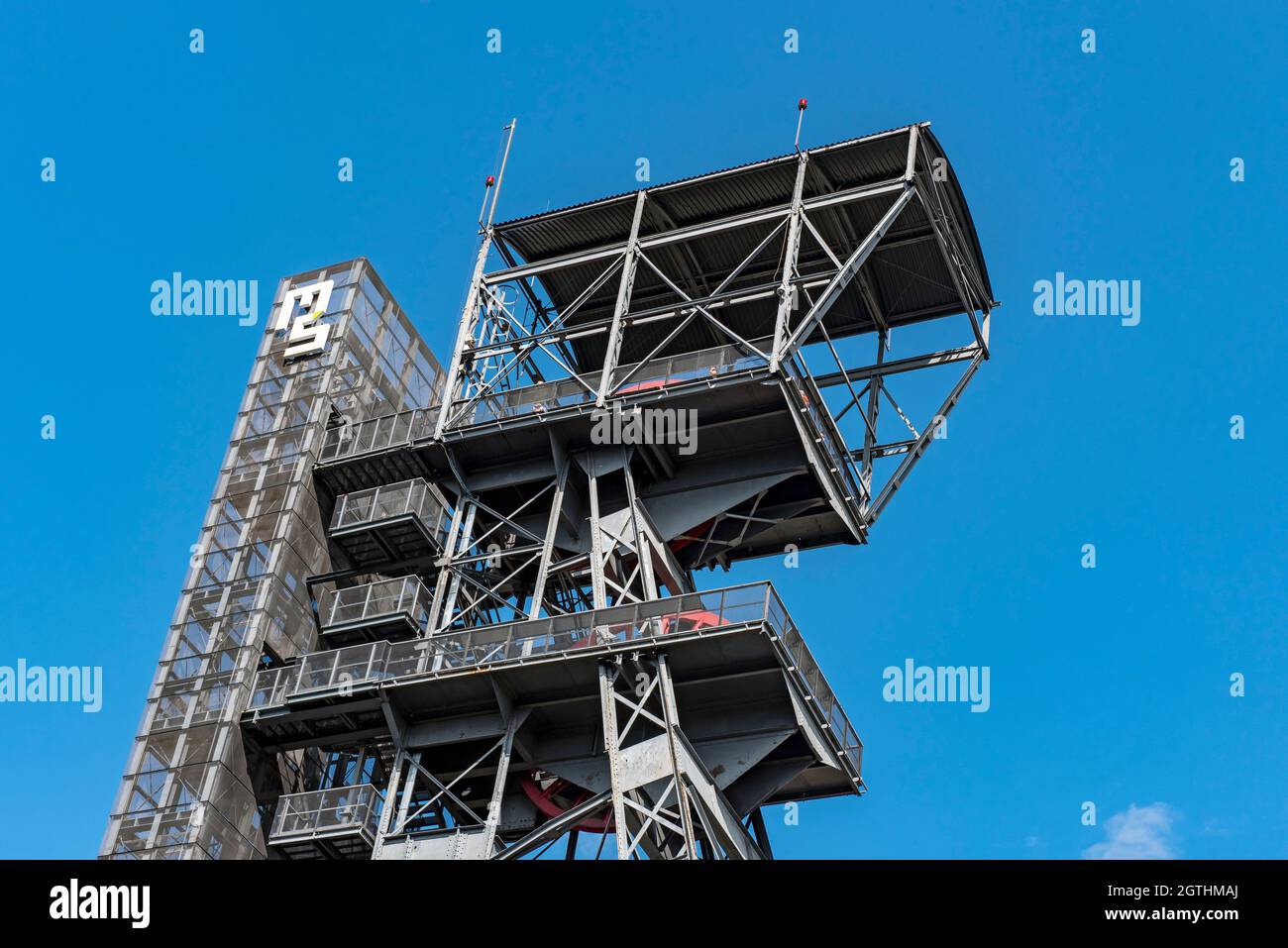 Schachtturm des Bergwerks, Schlesisches Museum, Katowice, Polen Stockfoto