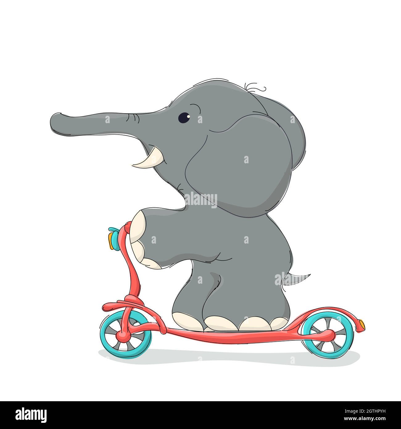 Elefant auf einem Roller Stock Vektor