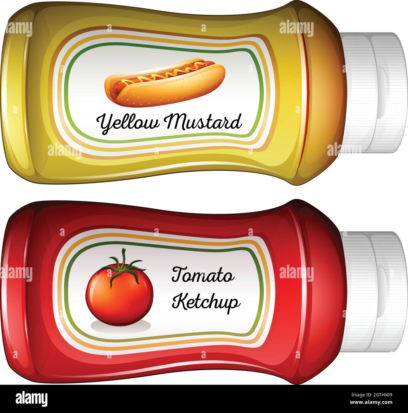 Flasche Senf und Ketchup Stock Vektor
