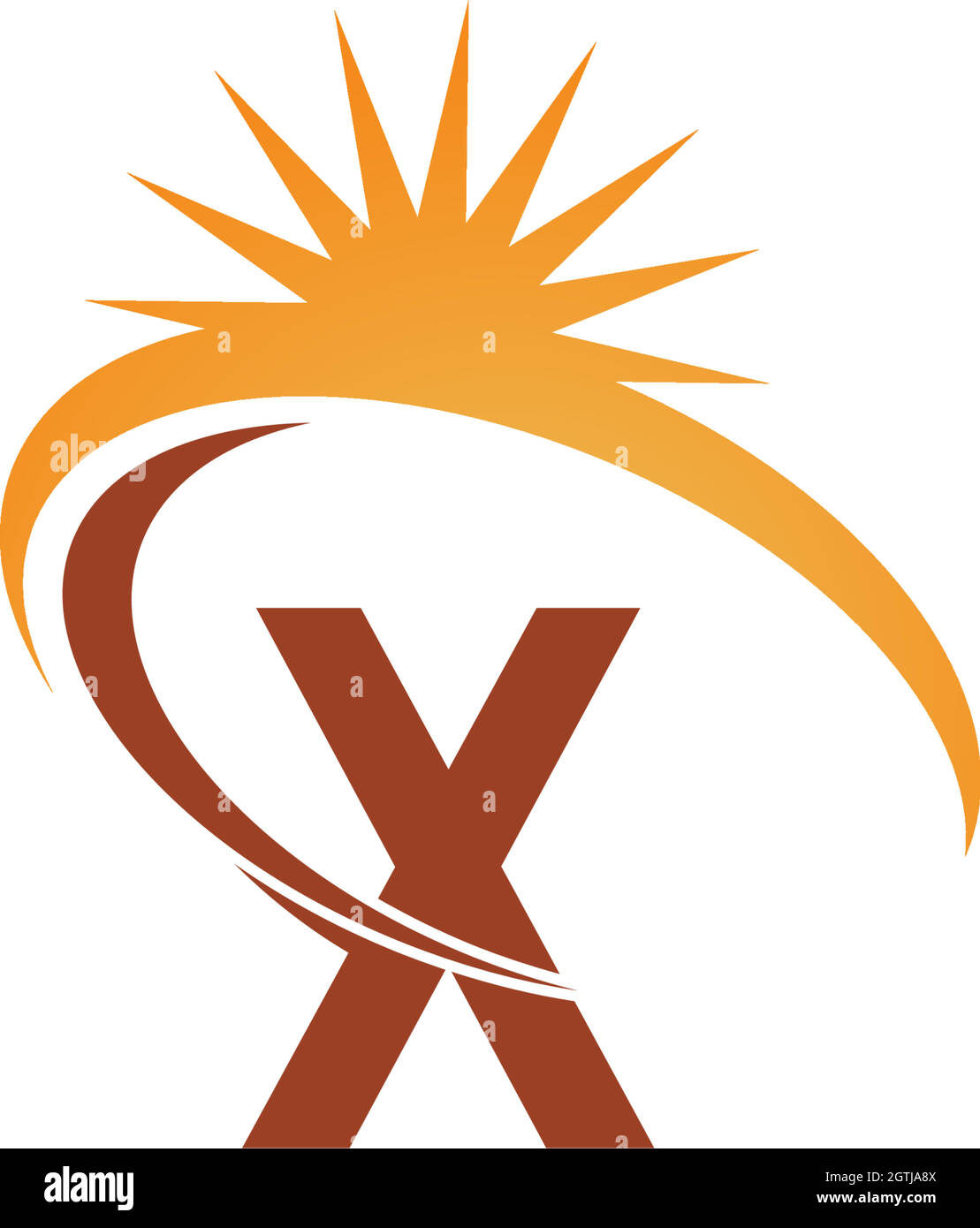 Buchstabe X mit Sonnenstrahl-Symbol-Logo-Design-Vorlage Abbildung Stock Vektor