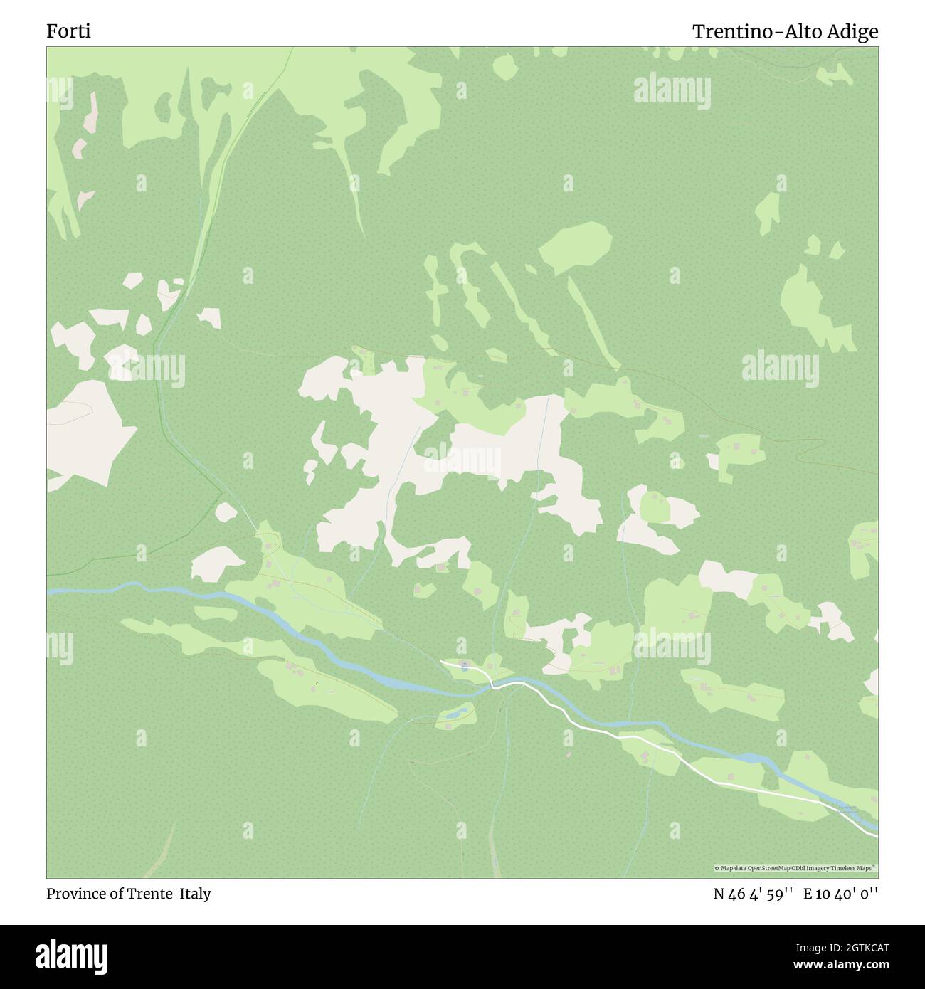 Forti, Provinz Trente, Italien, Trentino-Südtirol, N 46 4' 59'', E 10 40' 0'', map, Timeless Map veröffentlicht im Jahr 2021. Reisende, Entdecker und Abenteurer wie Florence Nightingale, David Livingstone, Ernest Shackleton, Lewis and Clark und Sherlock Holmes haben sich bei der Planung von Reisen zu den entlegensten Ecken der Welt auf Karten verlassen.Timeless Maps kartiert die meisten Orte auf der Welt und zeigt die Verwirklichung großer Träume Stockfoto