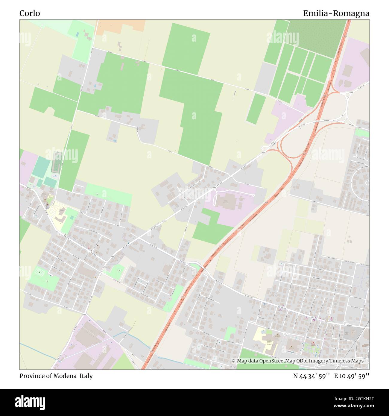 Corlo, Provinz Modena, Italien, Emilia-Romagna, N 44 34' 59'', E 10 49' 59'', map, Timeless Map veröffentlicht im Jahr 2021. Reisende, Entdecker und Abenteurer wie Florence Nightingale, David Livingstone, Ernest Shackleton, Lewis and Clark und Sherlock Holmes haben sich bei der Planung von Reisen zu den entlegensten Ecken der Welt auf Karten verlassen.Timeless Maps kartiert die meisten Orte auf der Welt und zeigt die Verwirklichung großer Träume Stockfoto