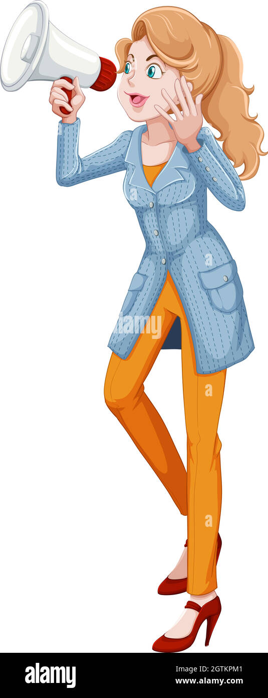 Eine Frau mit einem Megaphon Stock Vektor