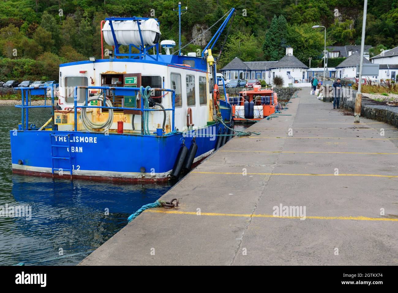 Port Appin Pier und das Pier House Restaurant, Argyll, Schottland Stockfoto