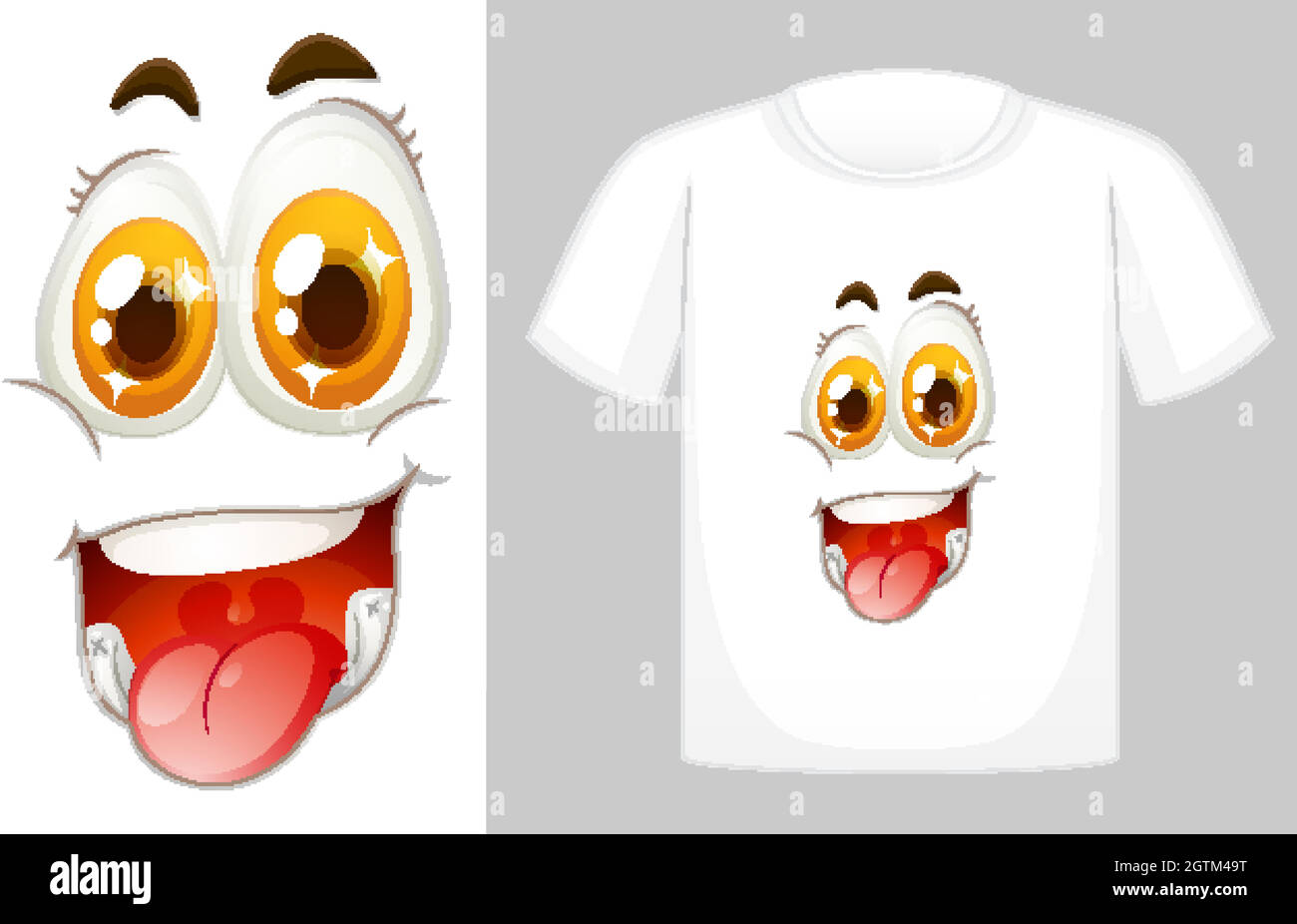 T-Shirt-Dessin mit Grafik vorne Stock Vektor