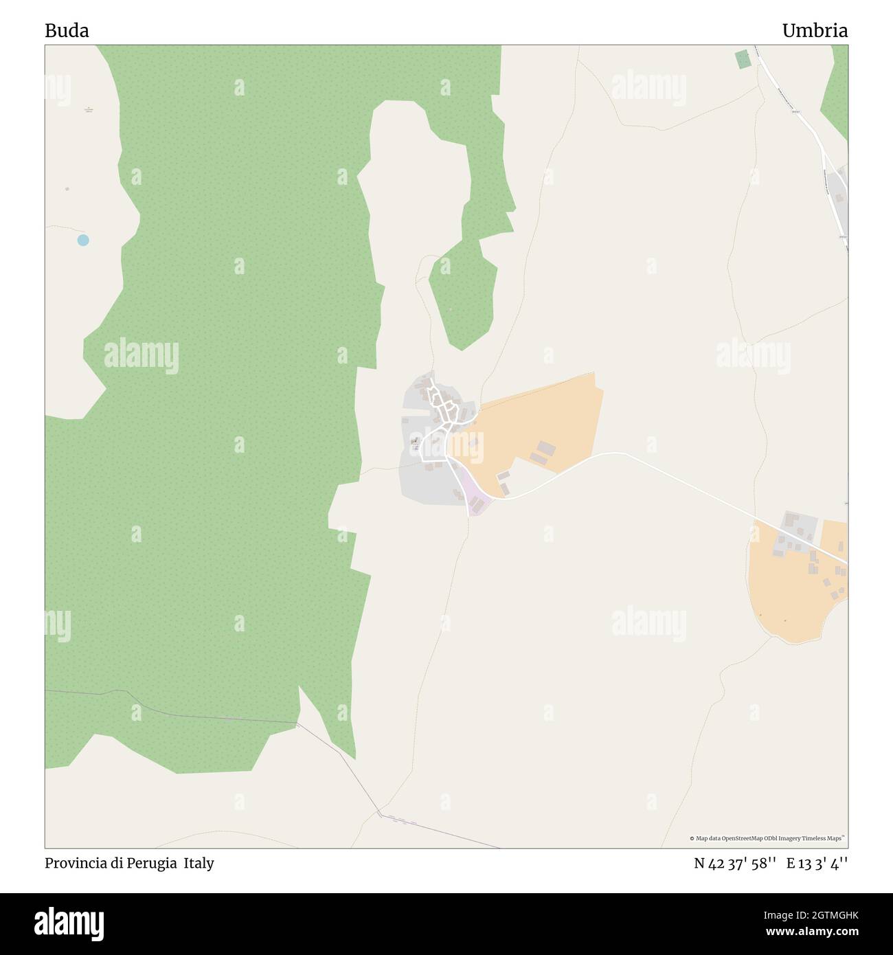 Buda, Provincia di Perugia, Italien, Umbrien, N 42 37' 58'', E 13 3' 4'', map, Timeless Map veröffentlicht im Jahr 2021. Reisende, Entdecker und Abenteurer wie Florence Nightingale, David Livingstone, Ernest Shackleton, Lewis and Clark und Sherlock Holmes haben sich bei der Planung von Reisen zu den entlegensten Ecken der Welt auf Karten verlassen.Timeless Maps kartiert die meisten Orte auf der Welt und zeigt die Verwirklichung großer Träume Stockfoto