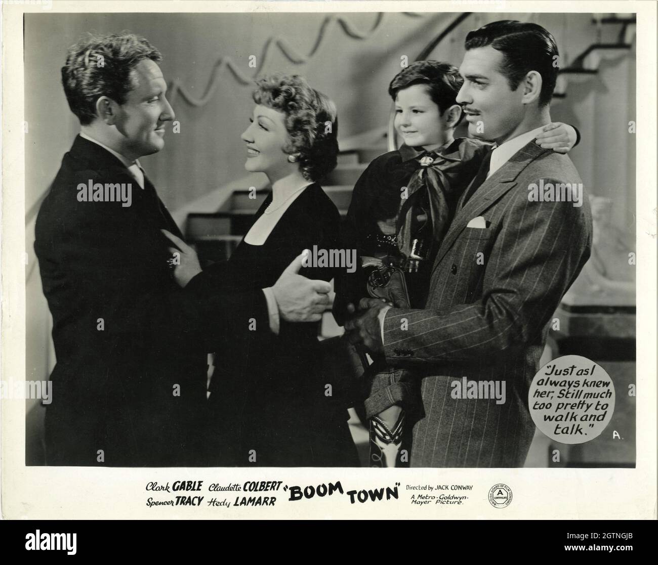 SPENCER TRACY CLAUDETTE COLBERT CASEY JOHNSON und CLARK GABLE in BOOM TOWN 1940 Regisseur JACK CONWAY Drehbuch John Lee Mahin nach einer Geschichte von James Edward Grant Gilbert Adrian Musik Franz Waxman Metro Goldwyn Mayer Stockfoto