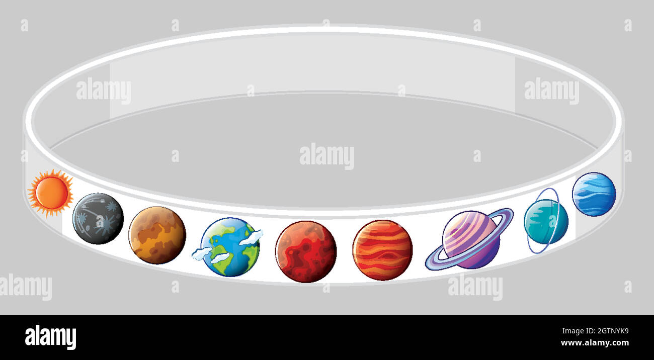 Armband-Design mit verschiedenen Planeten Stock Vektor