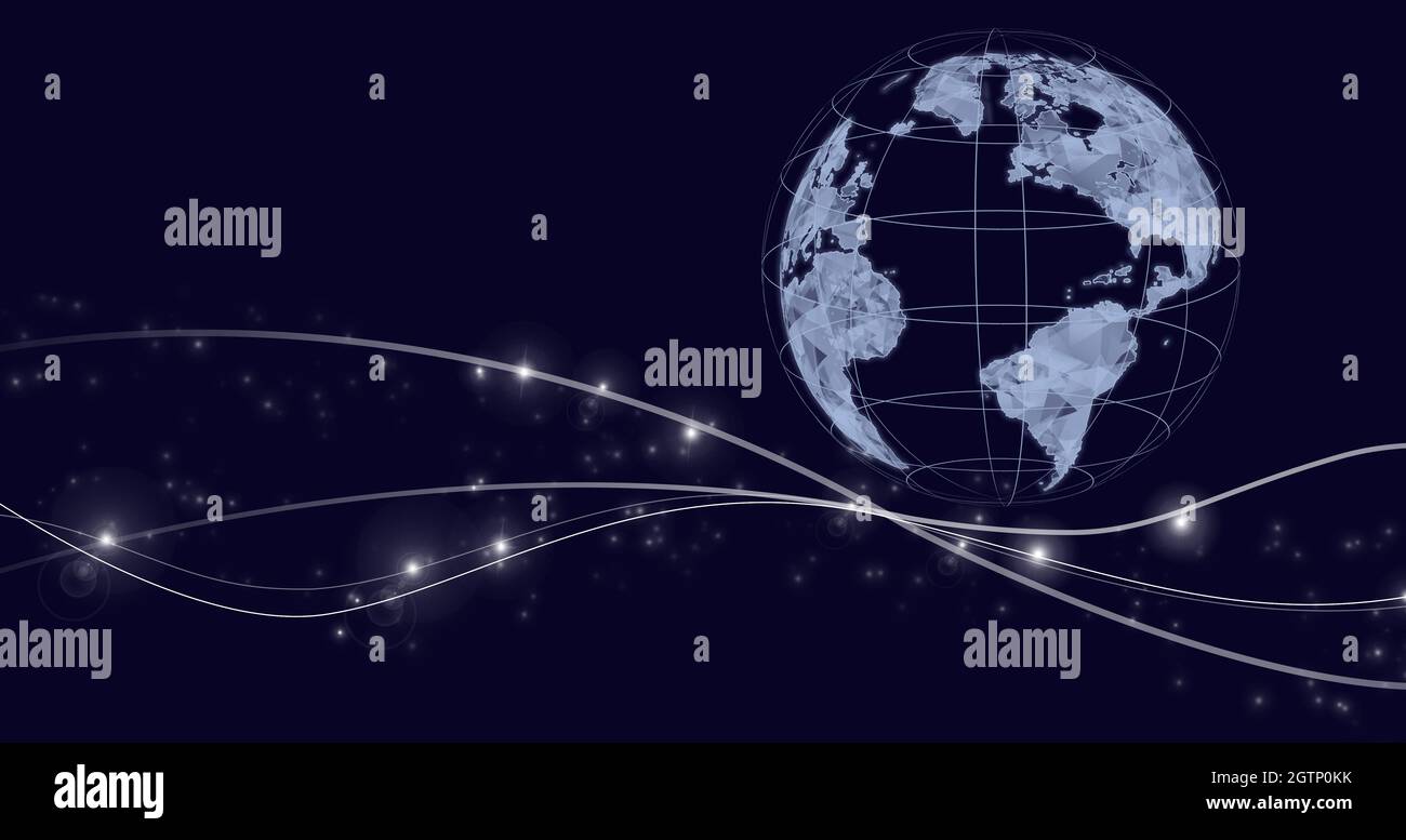 Globales Verbindungskonzept. Abstraktes World Network Connection, Internet und Global Connection Konzept. Globales Technologiekonzept Stockfoto