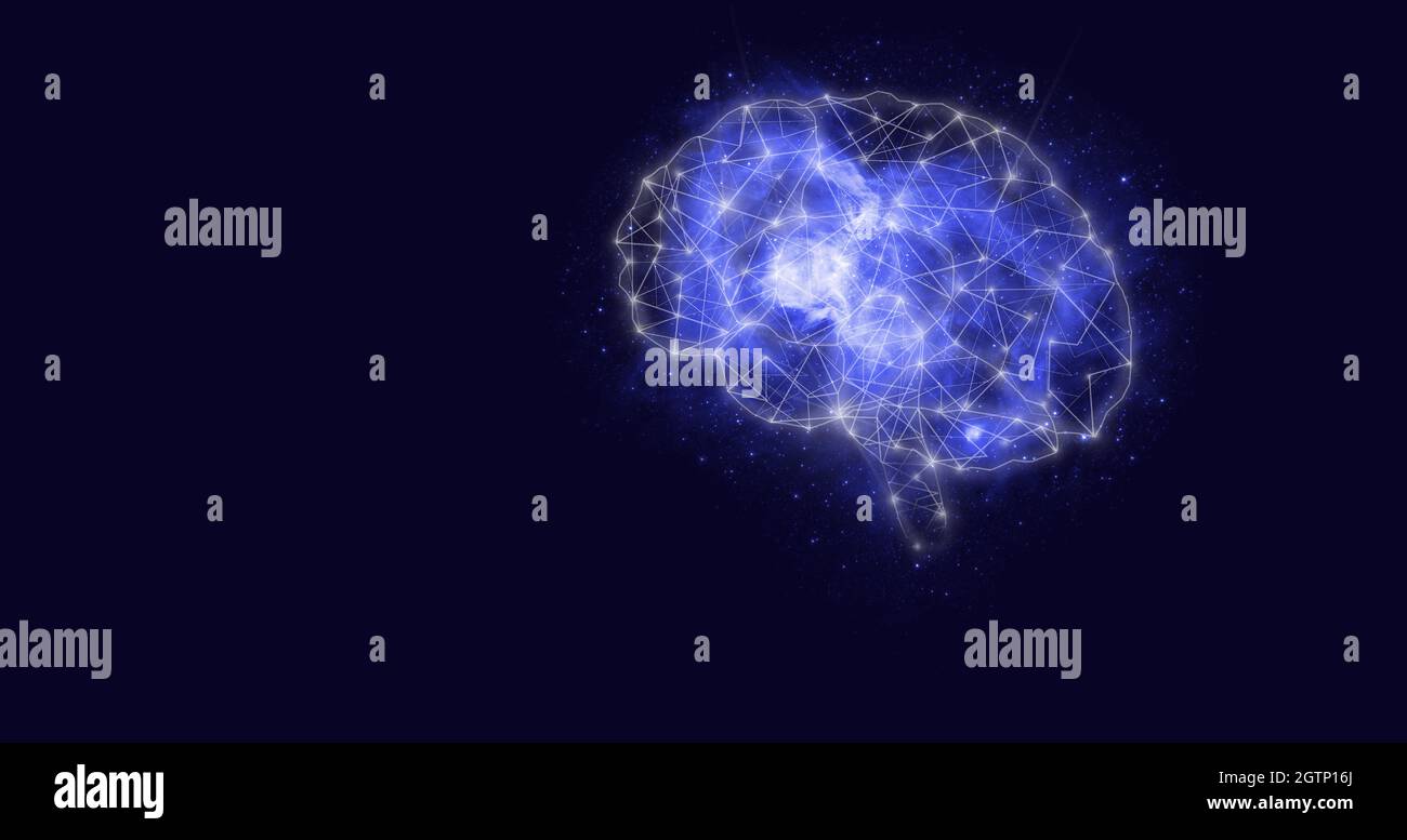 Künstliche Intelligenz AI . Digitales Gehirn Künstliche Intelligenz. Das moderne Konzept des Cyberhirns. KI, Maschinelles Lernen. Stockfoto