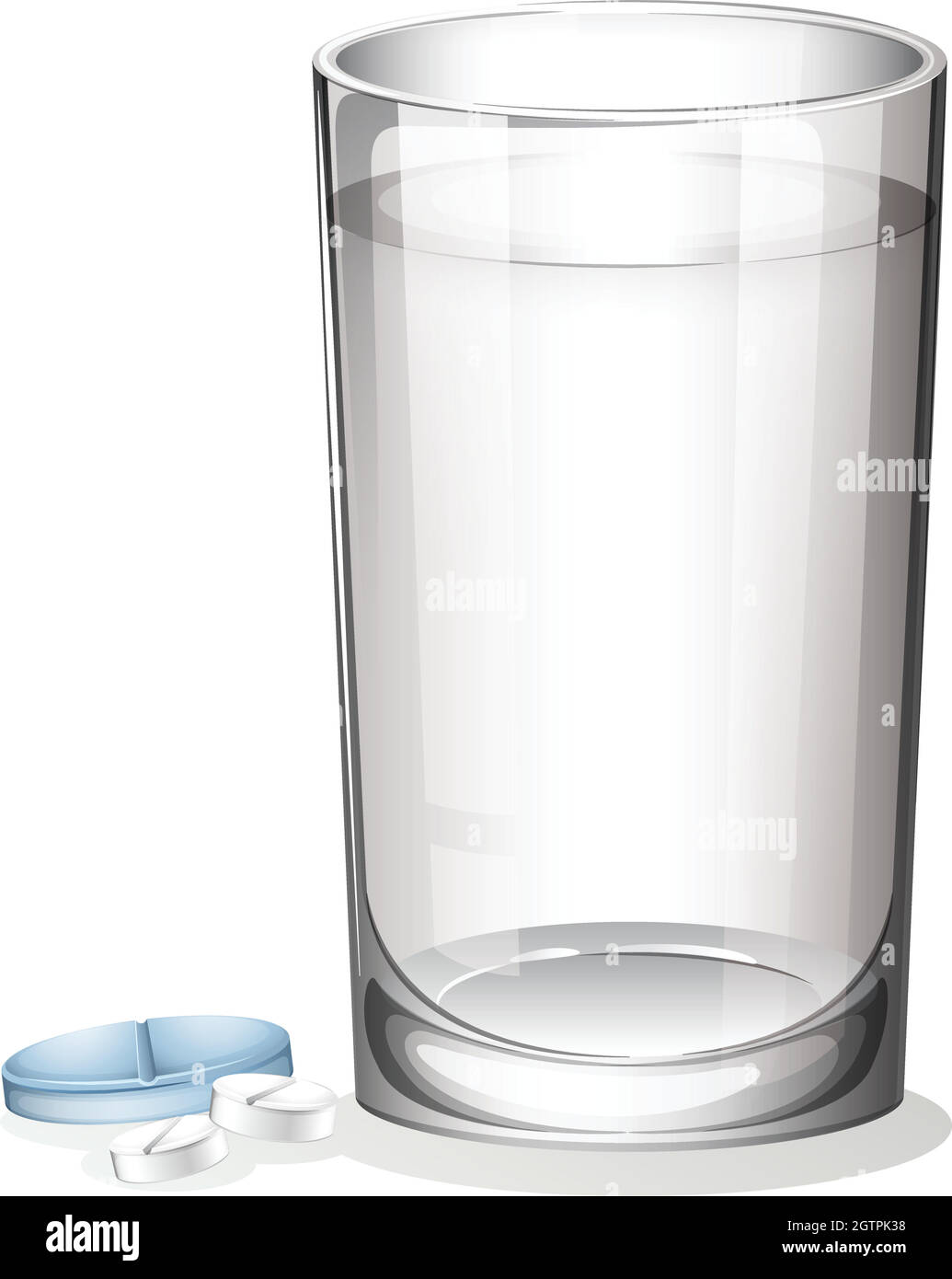 Eine Tablette und ein Glas Wasser Stock Vektor