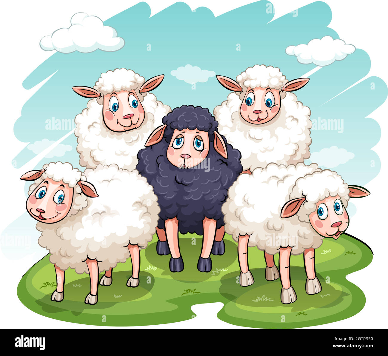 Fünf Schafe Stock Vektor