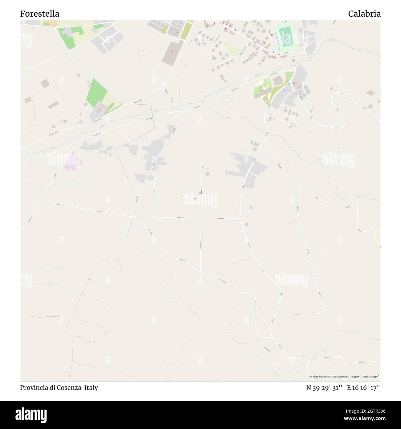 Forestella, Provincia di Cosenza, Italien, Kalabrien, N 39 29' 31'', E 16 16' 17'', Karte, Timeless Map veröffentlicht im Jahr 2021. Reisende, Entdecker und Abenteurer wie Florence Nightingale, David Livingstone, Ernest Shackleton, Lewis and Clark und Sherlock Holmes haben sich bei der Planung von Reisen zu den entlegensten Ecken der Welt auf Karten verlassen.Timeless Maps kartiert die meisten Orte auf der Welt und zeigt die Verwirklichung großer Träume Stockfoto