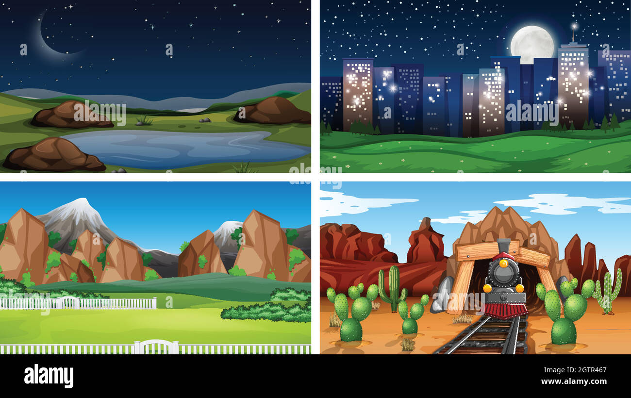 Szenenbilder in Naturumgebung Stock Vektor