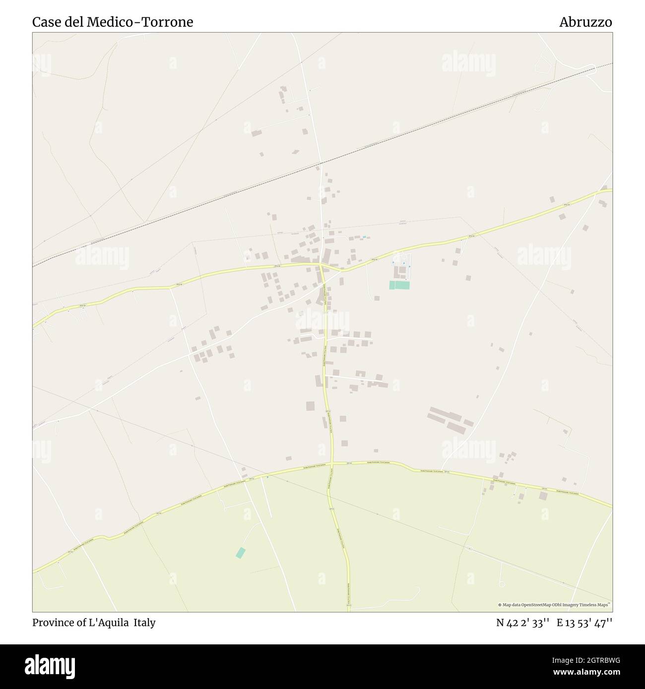 Case del Medico-Torrone, Provinz L'Aquila, Italien, Abruzzen, N 42 2' 33'', E 13 53' 47'', map, Timeless Map veröffentlicht im Jahr 2021. Reisende, Entdecker und Abenteurer wie Florence Nightingale, David Livingstone, Ernest Shackleton, Lewis and Clark und Sherlock Holmes haben sich bei der Planung von Reisen zu den entlegensten Ecken der Welt auf Karten verlassen.Timeless Maps kartiert die meisten Orte auf der Welt und zeigt die Verwirklichung großer Träume Stockfoto