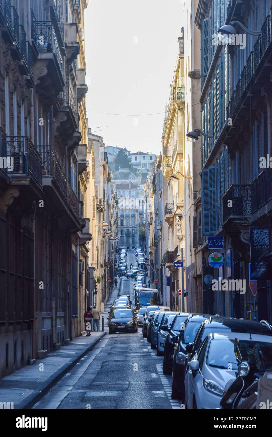 Eine Straße in Marseille, Frankreich Stockfoto