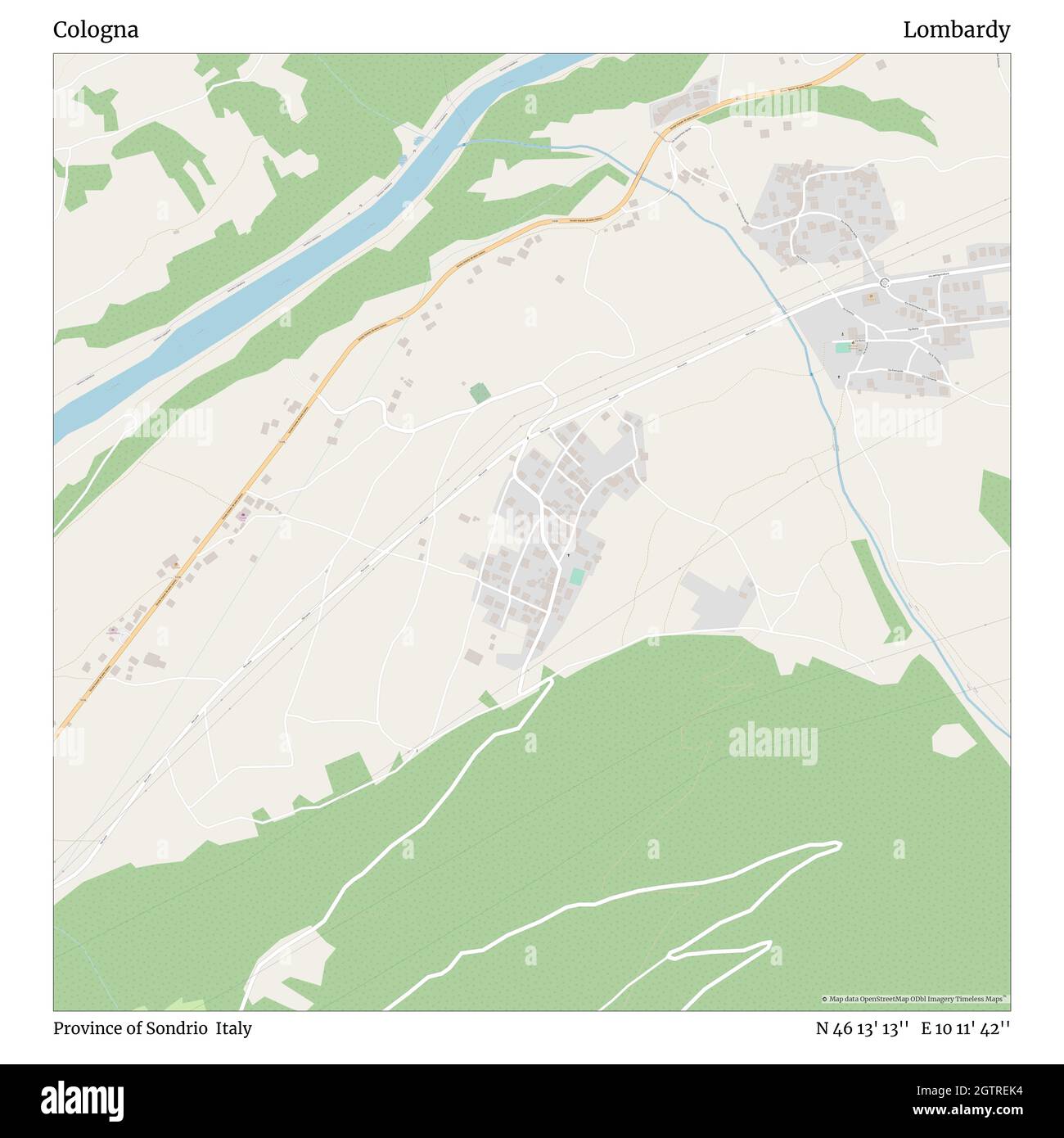 Cologna, Provinz Sondrio, Italien, Lombardei, N 46 13' 13'', E 10 11' 42'', map, Timeless Map veröffentlicht im Jahr 2021. Reisende, Entdecker und Abenteurer wie Florence Nightingale, David Livingstone, Ernest Shackleton, Lewis and Clark und Sherlock Holmes haben sich bei der Planung von Reisen zu den entlegensten Ecken der Welt auf Karten verlassen.Timeless Maps kartiert die meisten Orte auf der Welt und zeigt die Verwirklichung großer Träume Stockfoto