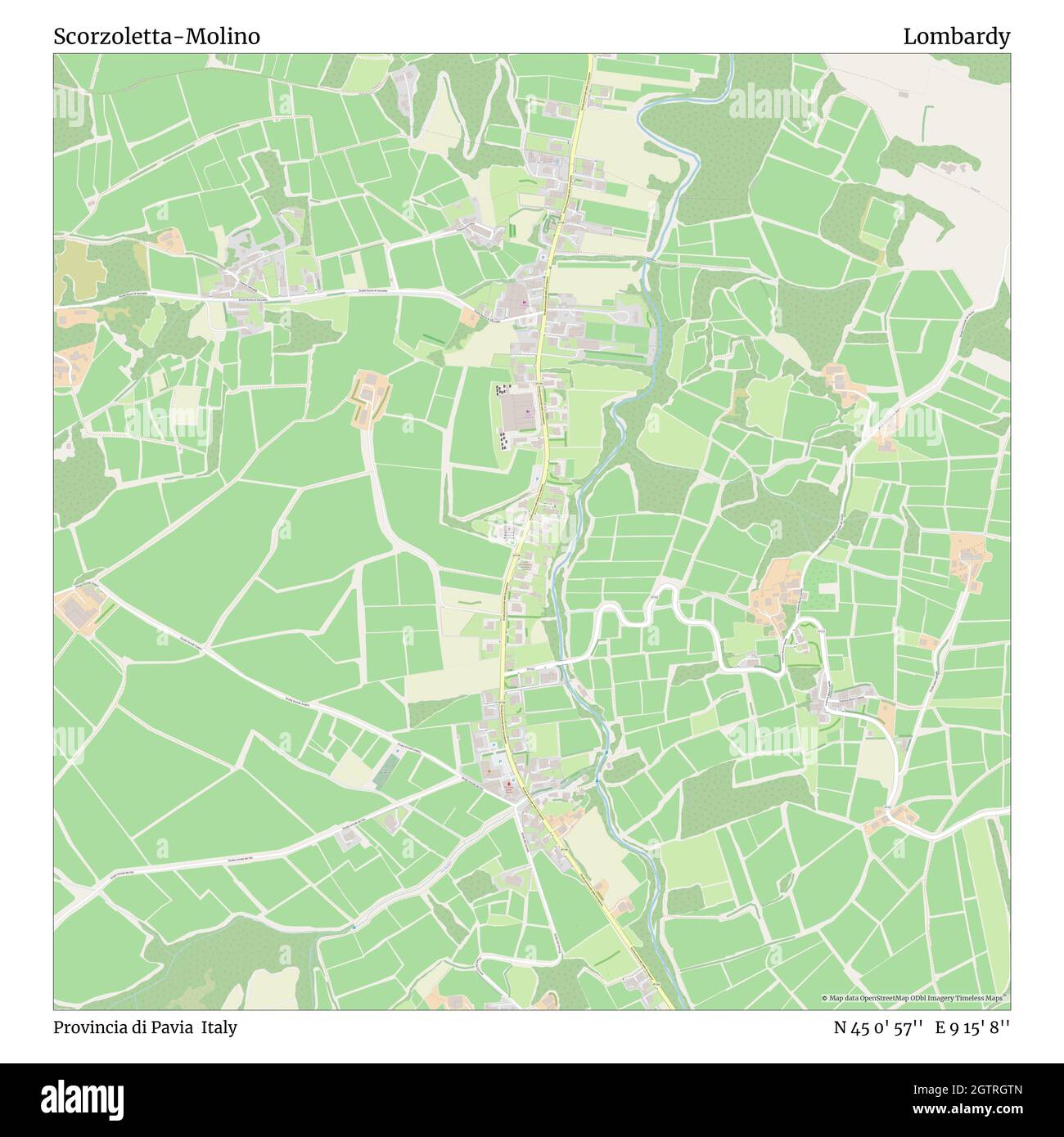 Scorzoletta-Molino, Provincia di Pavia, Italien, Lombardei, N 45 0' 57'', E 9 15' 8'', map, Timeless Map veröffentlicht im Jahr 2021. Reisende, Entdecker und Abenteurer wie Florence Nightingale, David Livingstone, Ernest Shackleton, Lewis and Clark und Sherlock Holmes haben sich bei der Planung von Reisen zu den entlegensten Ecken der Welt auf Karten verlassen.Timeless Maps kartiert die meisten Orte auf der Welt und zeigt die Verwirklichung großer Träume Stockfoto