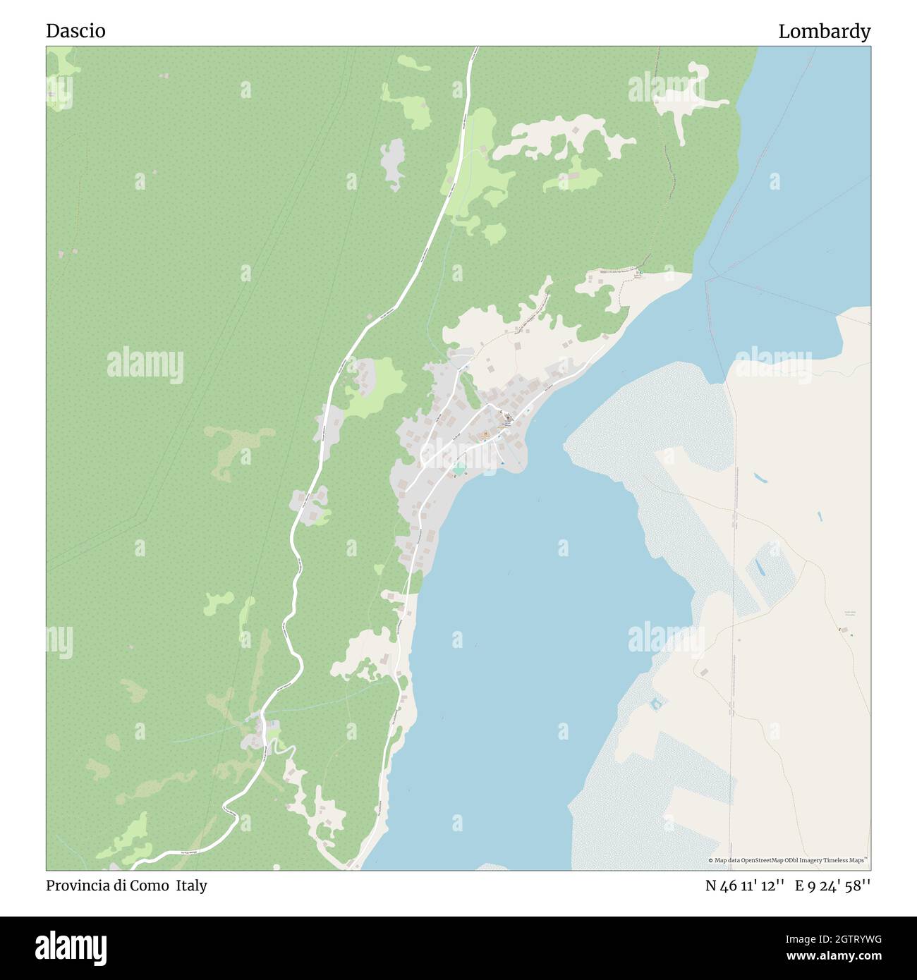 Dascio, Provincia di Como, Italien, Lombardei, N 46 11' 12'', E 9 24' 58'', map, Timeless Map veröffentlicht im Jahr 2021. Reisende, Entdecker und Abenteurer wie Florence Nightingale, David Livingstone, Ernest Shackleton, Lewis and Clark und Sherlock Holmes haben sich bei der Planung von Reisen zu den entlegensten Ecken der Welt auf Karten verlassen.Timeless Maps kartiert die meisten Orte auf der Welt und zeigt die Verwirklichung großer Träume Stockfoto