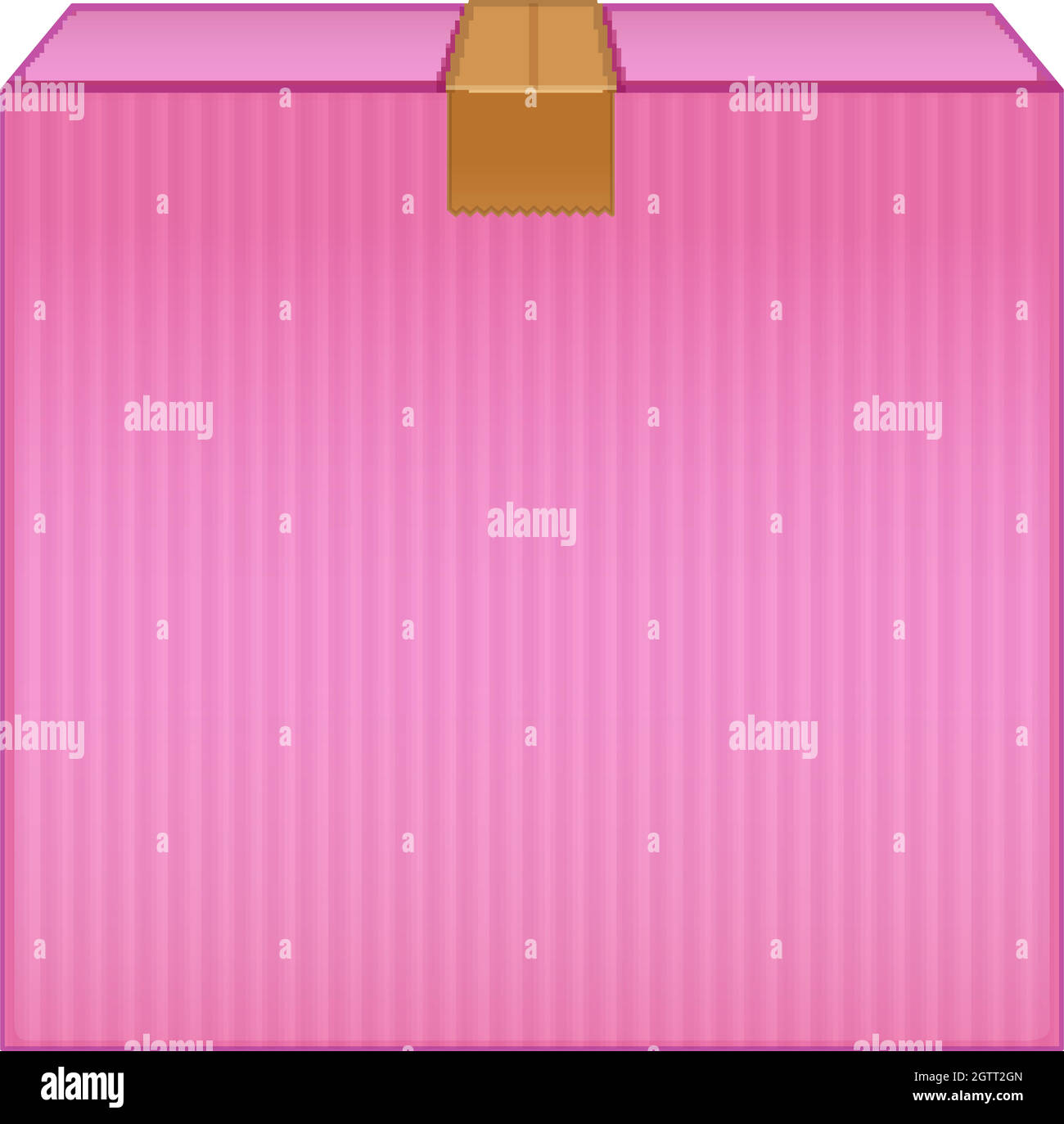 Rosa Box mit braunem Klebeband auf weißem Hintergrund Stock Vektor