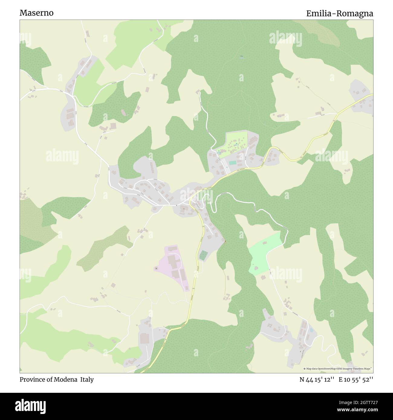 Maserno, Provinz Modena, Italien, Emilia-Romagna, N 44 15' 12'', E 10 55' 52'', map, Timeless Map veröffentlicht im Jahr 2021. Reisende, Entdecker und Abenteurer wie Florence Nightingale, David Livingstone, Ernest Shackleton, Lewis and Clark und Sherlock Holmes haben sich bei der Planung von Reisen zu den entlegensten Ecken der Welt auf Karten verlassen.Timeless Maps kartiert die meisten Orte auf der Welt und zeigt die Verwirklichung großer Träume Stockfoto