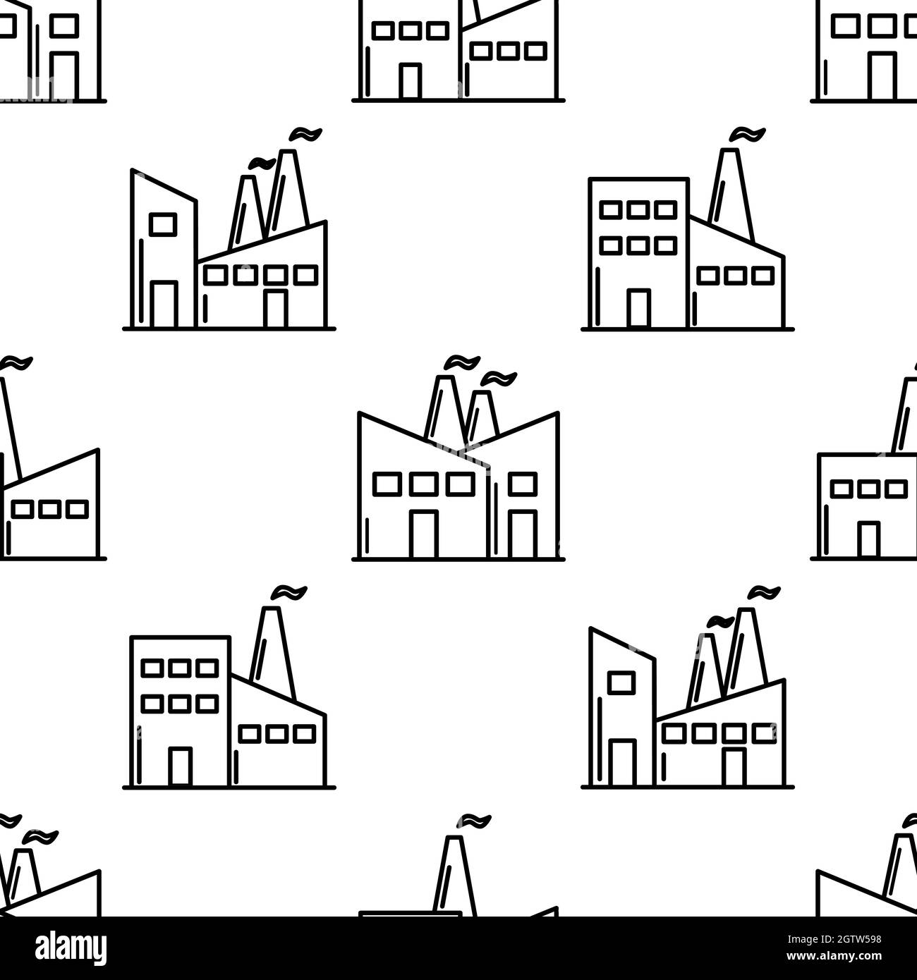 Fabrik Plantage nahtlose Muster. Vector Herstellung industrielle Illustration für Hintergründe. Linie schwarz Vektor wiederholbare Ornament isoliert auf weißem Hintergrund Stock Vektor