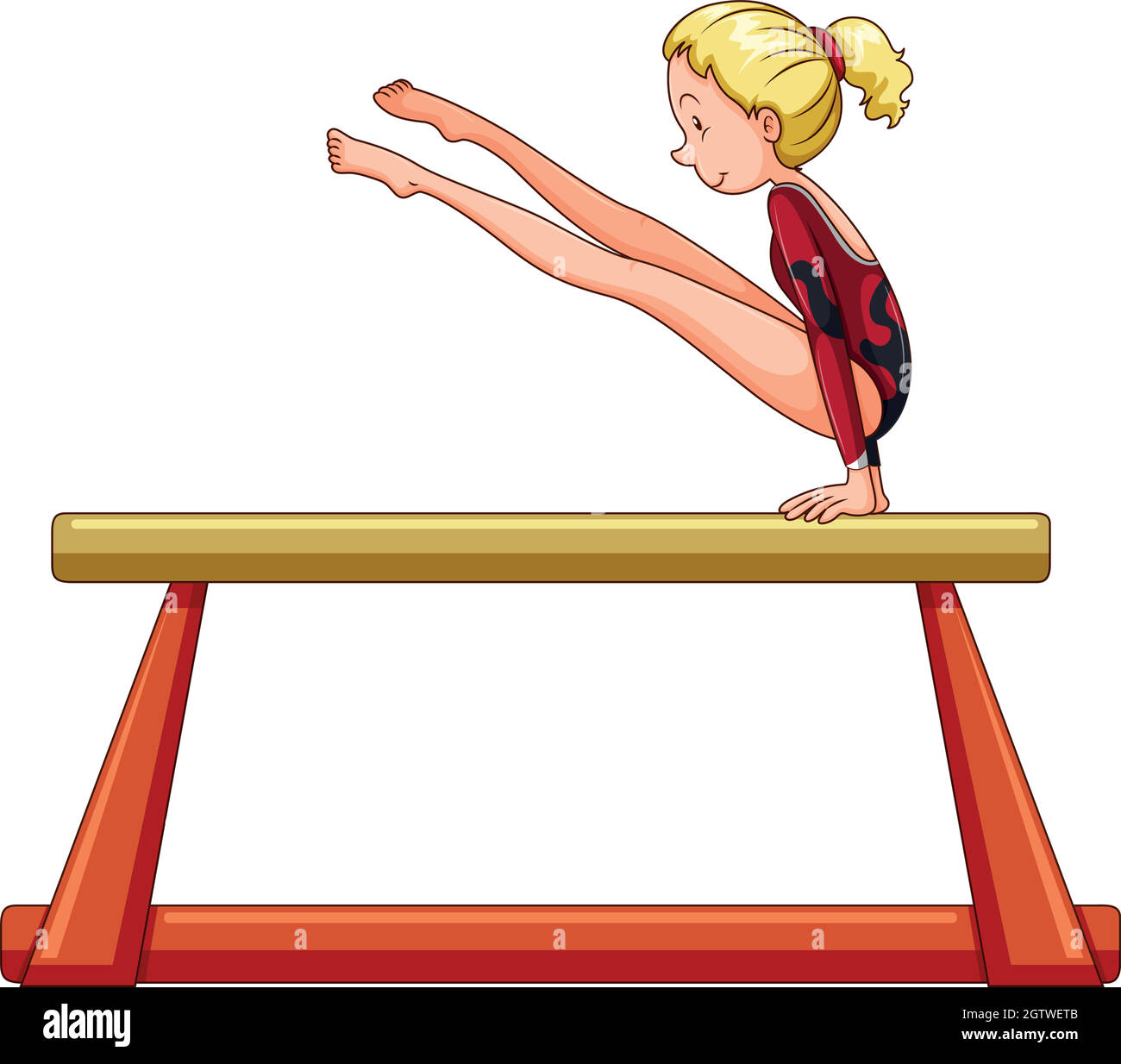 Weibliche Sportlerin auf der Balance Bar Stock Vektor