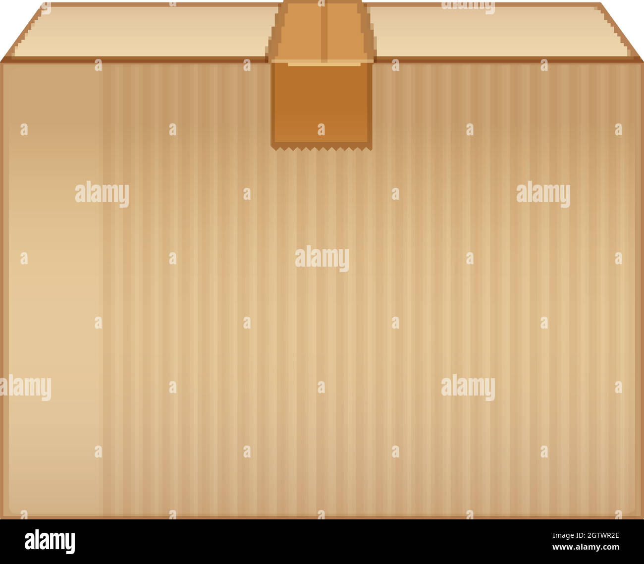 Karton mit braunem Klebeband auf weißem Hintergrund Stock Vektor