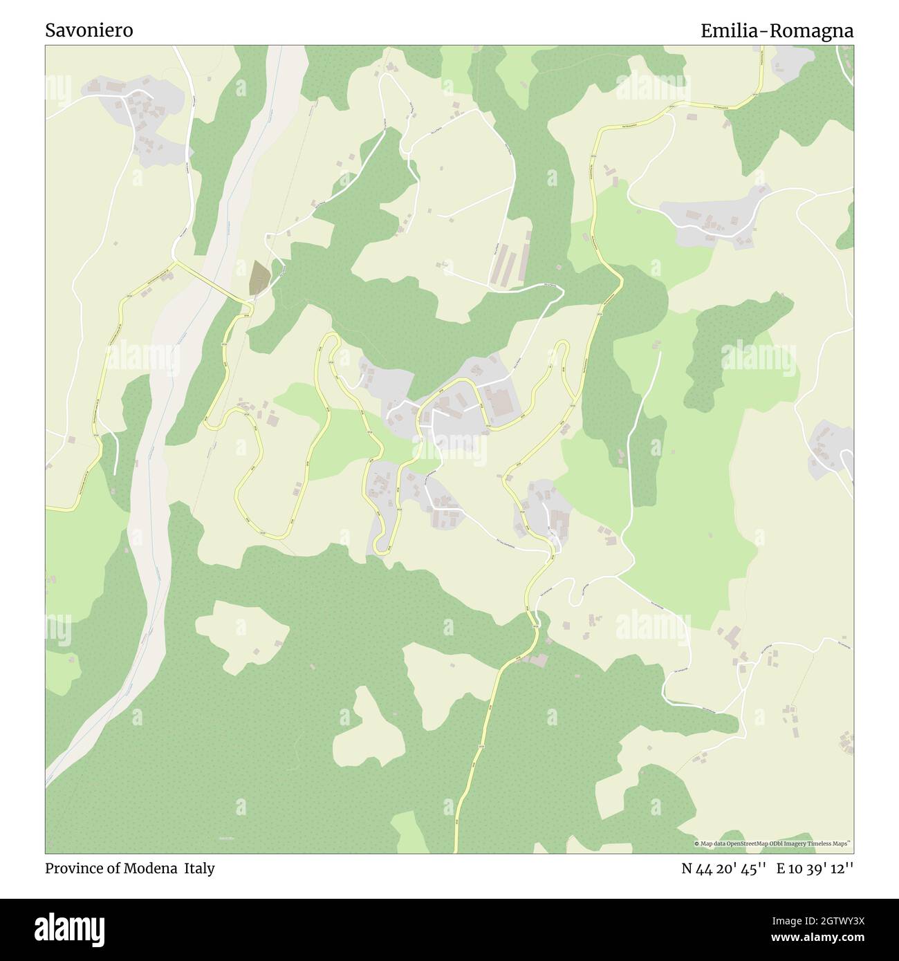 Savoniero, Provinz Modena, Italien, Emilia-Romagna, N 44 20' 45'', E 10 39' 12'', Karte, Timeless Map veröffentlicht im Jahr 2021. Reisende, Entdecker und Abenteurer wie Florence Nightingale, David Livingstone, Ernest Shackleton, Lewis and Clark und Sherlock Holmes haben sich bei der Planung von Reisen zu den entlegensten Ecken der Welt auf Karten verlassen.Timeless Maps kartiert die meisten Orte auf der Welt und zeigt die Verwirklichung großer Träume Stockfoto