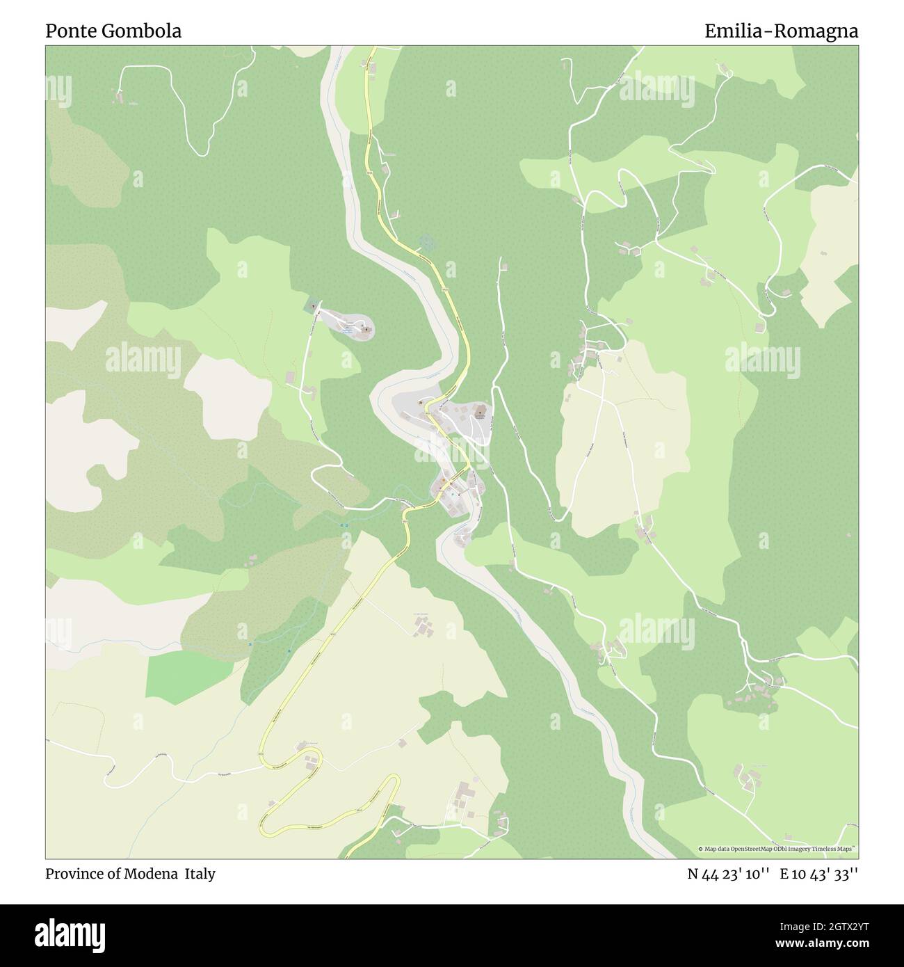 Ponte Gombola, Provinz Modena, Italien, Emilia-Romagna, N 44 23' 10'', E 10 43' 33'', map, Timeless Map veröffentlicht im Jahr 2021. Reisende, Entdecker und Abenteurer wie Florence Nightingale, David Livingstone, Ernest Shackleton, Lewis and Clark und Sherlock Holmes haben sich bei der Planung von Reisen zu den entlegensten Ecken der Welt auf Karten verlassen.Timeless Maps kartiert die meisten Orte auf der Welt und zeigt die Verwirklichung großer Träume Stockfoto