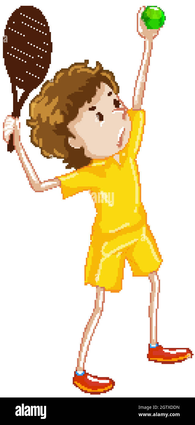 Sportler spielt Tennis auf weißem Hintergrund Stock Vektor