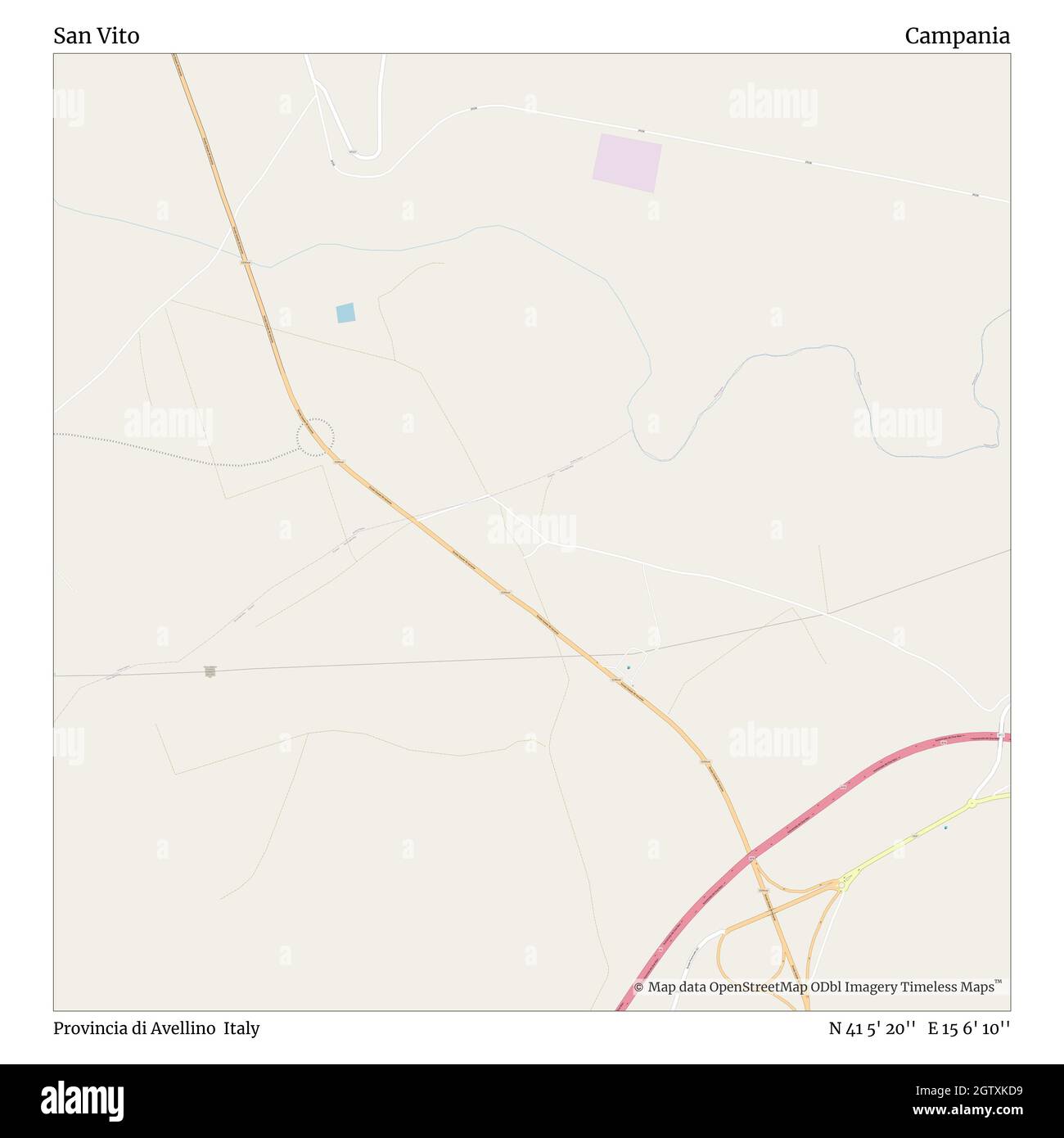 San Vito, Provincia di Avellino, Italien, Kampanien, N 41 5' 20'', E 15 6' 10'', map, Timeless Map veröffentlicht im Jahr 2021. Reisende, Entdecker und Abenteurer wie Florence Nightingale, David Livingstone, Ernest Shackleton, Lewis and Clark und Sherlock Holmes haben sich bei der Planung von Reisen zu den entlegensten Ecken der Welt auf Karten verlassen.Timeless Maps kartiert die meisten Orte auf der Welt und zeigt die Verwirklichung großer Träume Stockfoto