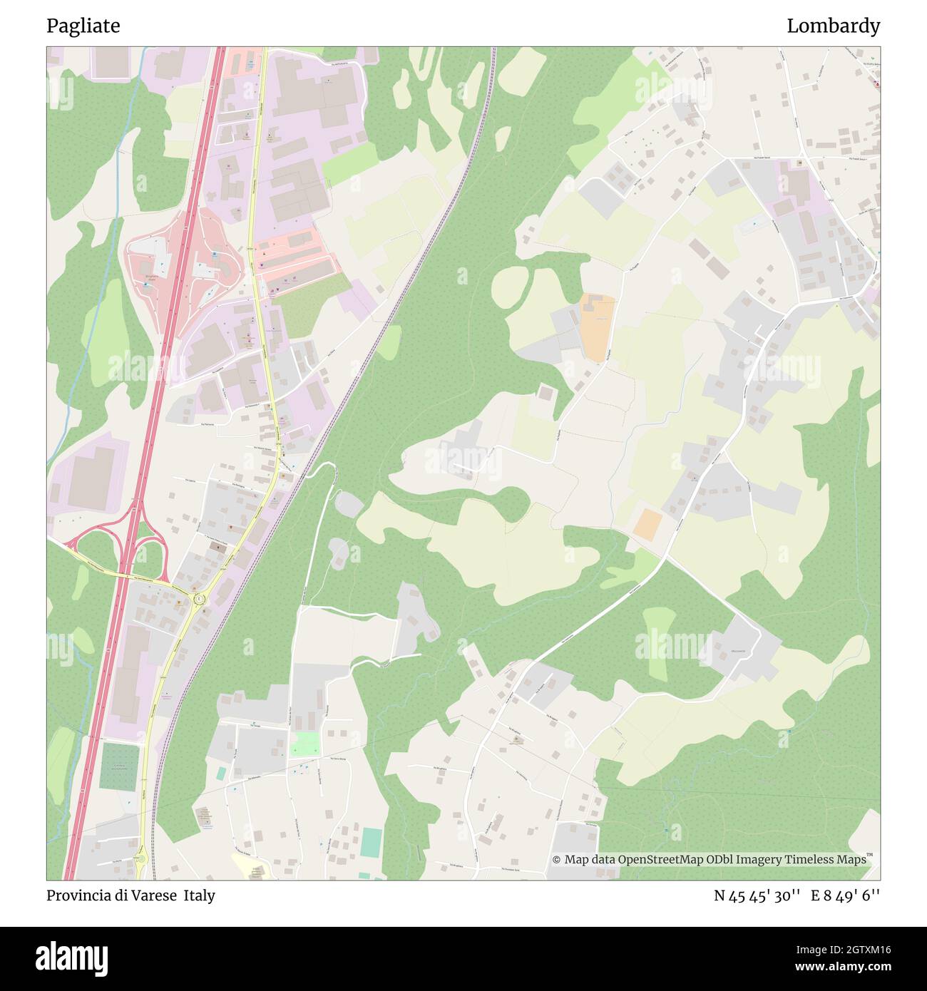 Pagliate, Provincia di Varese, Italien, Lombardei, N 45 45' 30'', E 8 49' 6'', map, Timeless Map veröffentlicht im Jahr 2021. Reisende, Entdecker und Abenteurer wie Florence Nightingale, David Livingstone, Ernest Shackleton, Lewis and Clark und Sherlock Holmes haben sich bei der Planung von Reisen zu den entlegensten Ecken der Welt auf Karten verlassen.Timeless Maps kartiert die meisten Orte auf der Welt und zeigt die Verwirklichung großer Träume Stockfoto