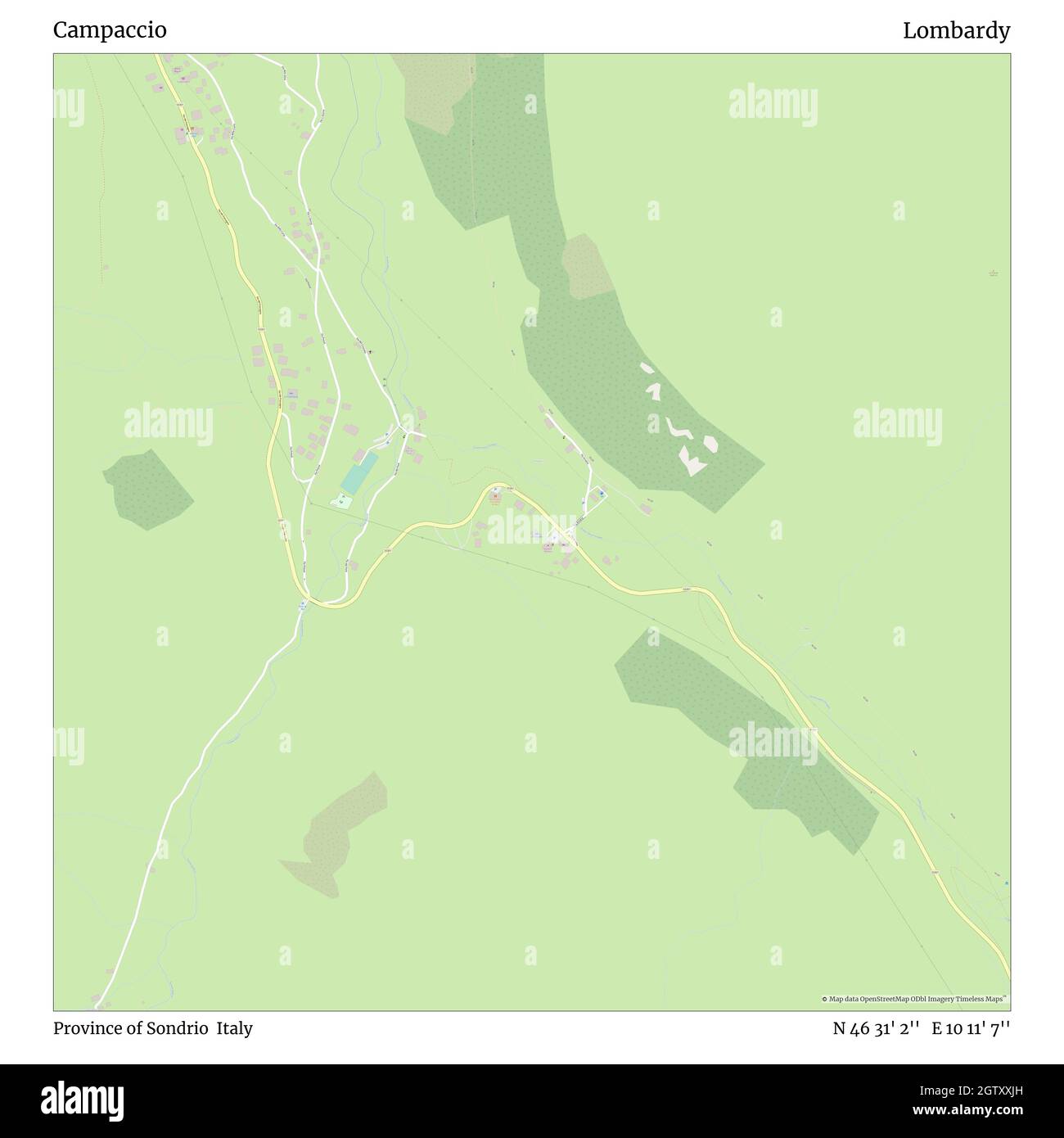 Campacio, Provinz Sondrio, Italien, Lombardei, N 46 31' 2'', E 10 11' 7'', map, Timeless Map veröffentlicht im Jahr 2021. Reisende, Entdecker und Abenteurer wie Florence Nightingale, David Livingstone, Ernest Shackleton, Lewis and Clark und Sherlock Holmes haben sich bei der Planung von Reisen zu den entlegensten Ecken der Welt auf Karten verlassen.Timeless Maps kartiert die meisten Orte auf der Welt und zeigt die Verwirklichung großer Träume Stockfoto