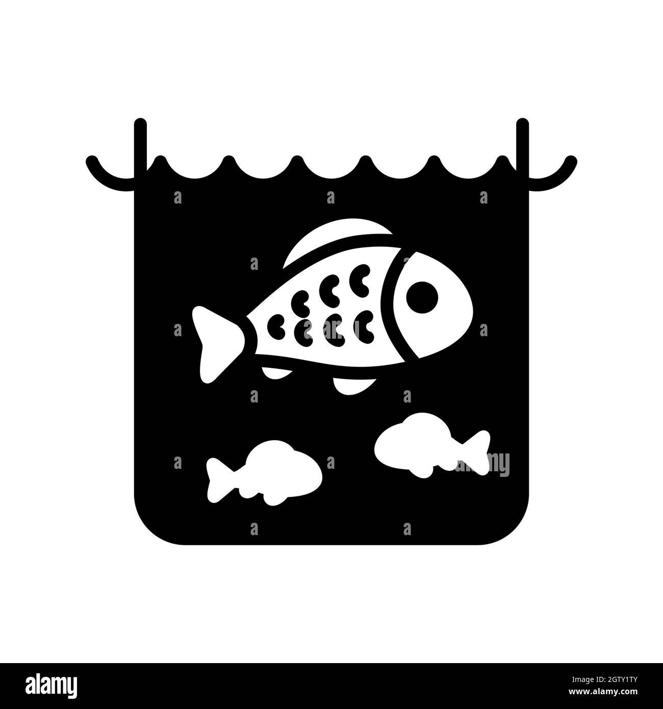 Fische in einem Teich oder Aquarium Vektor Glyphen Symbol Stock Vektor