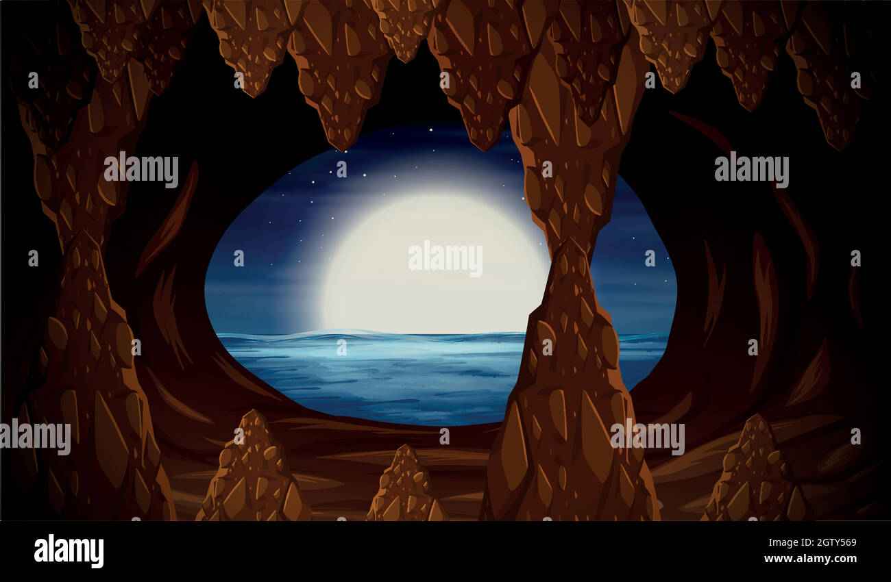 Höhle mit Meereseingang Stock Vektor