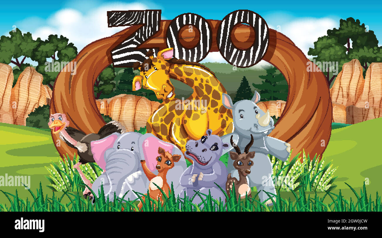 Zoo Tiere in der wilden Natur Hintergrund Stock Vektor