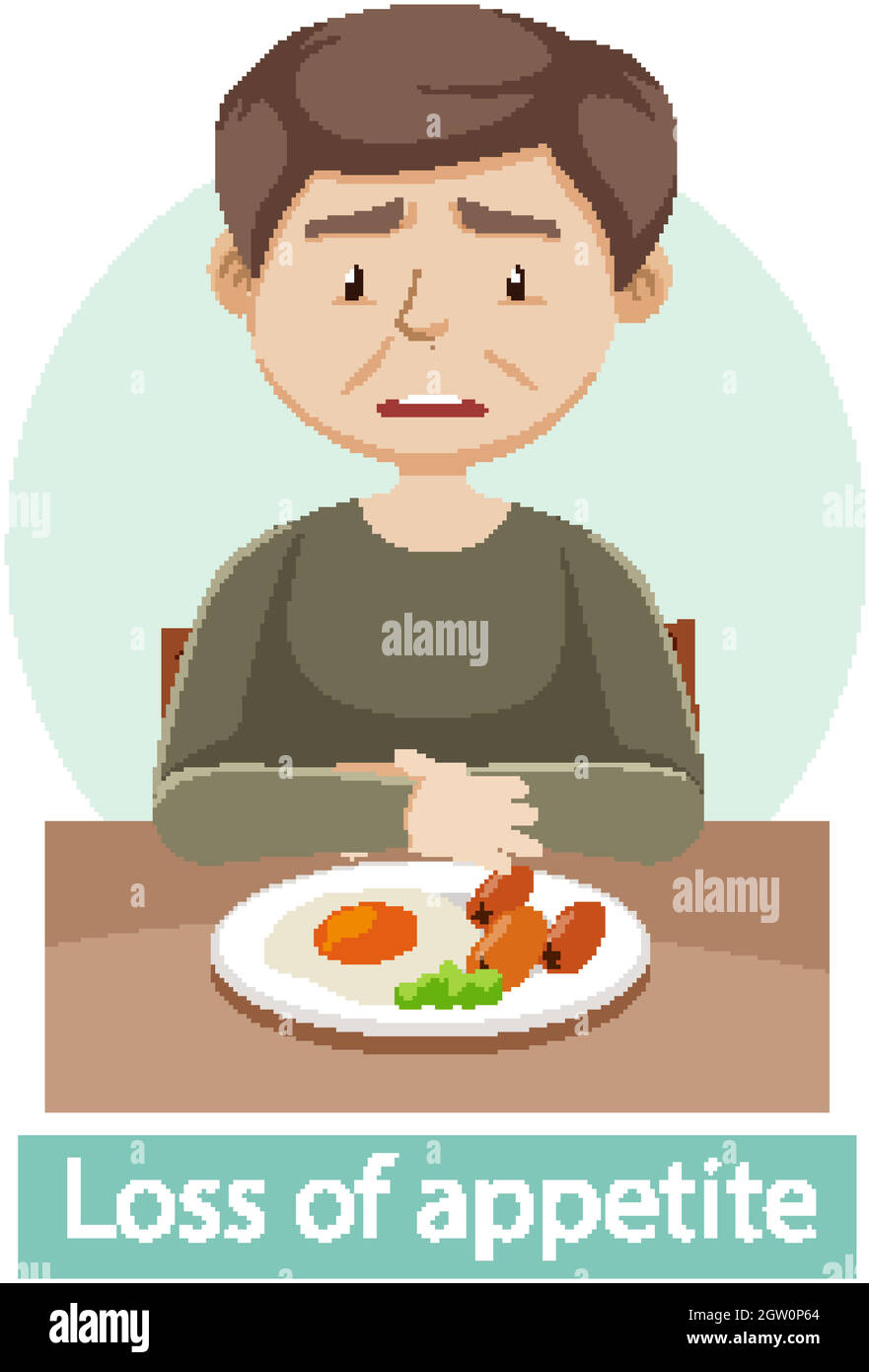 Cartoon-Figur mit Appetitlosigkeit Symptome Stock Vektor