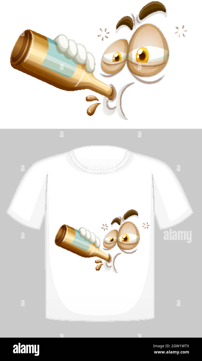 T-Shirt-Dessin mit Grafik vorne Stock Vektor