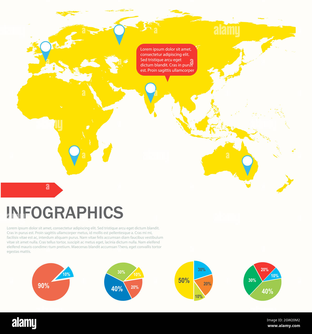 Eine Infografiken mit einer gelben Karte Stock Vektor
