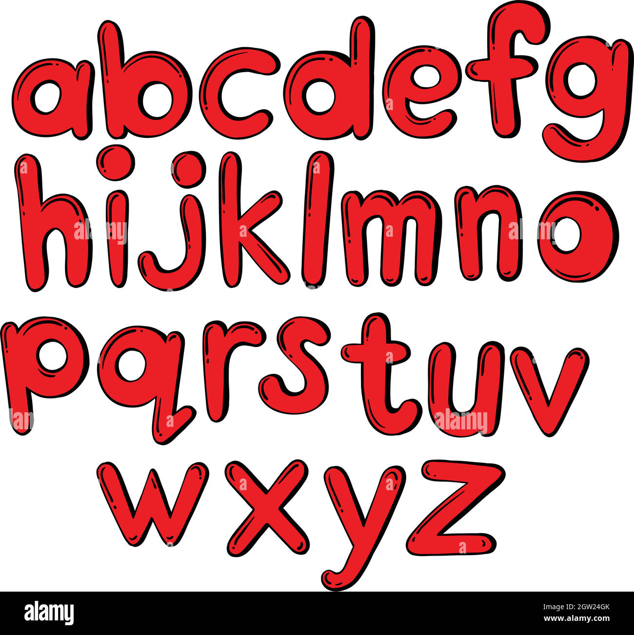 Buchstaben des Alphabets in roter Farbe Stock Vektor