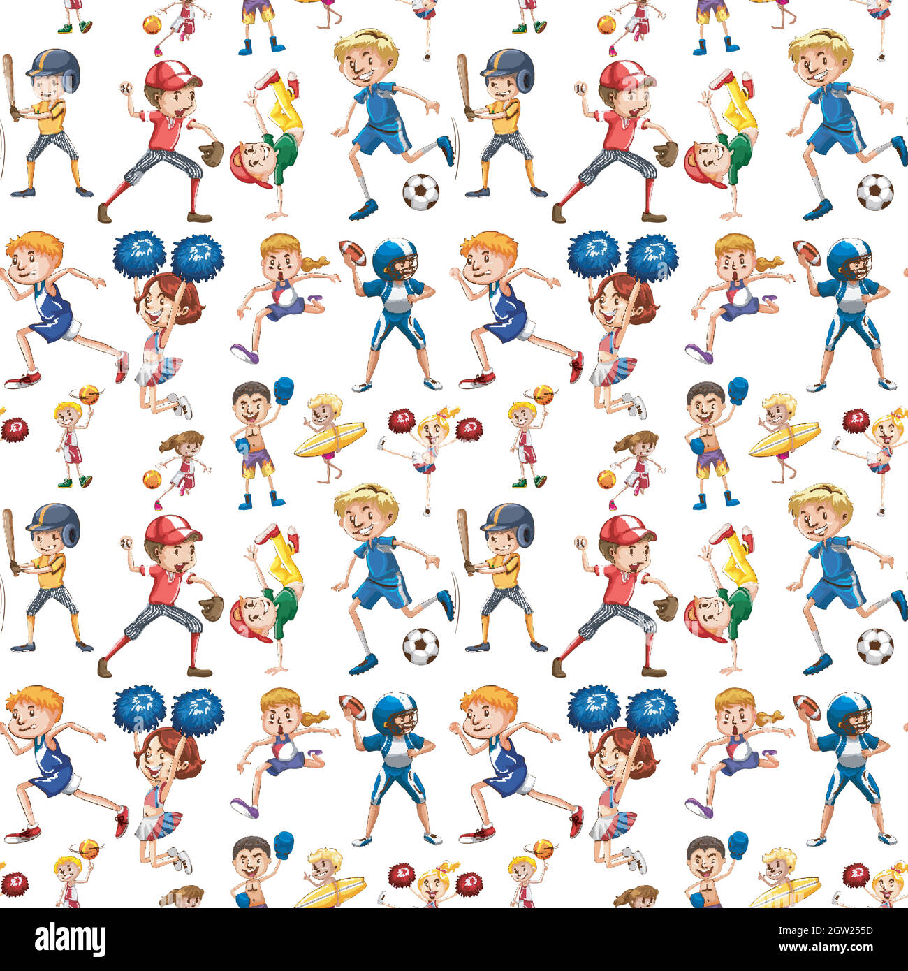 Ein nahtloses Muster von Athleten Stock Vektor