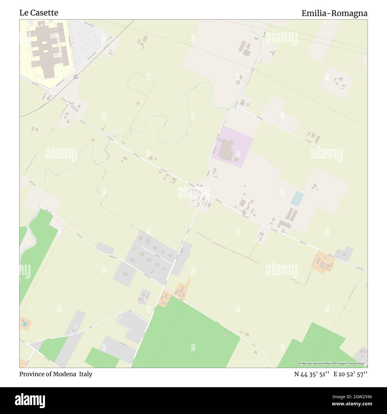 Le Casette, Provinz Modena, Italien, Emilia-Romagna, N 44 35' 51'', E 10 52' 57'', map, Timeless Map veröffentlicht im Jahr 2021. Reisende, Entdecker und Abenteurer wie Florence Nightingale, David Livingstone, Ernest Shackleton, Lewis and Clark und Sherlock Holmes haben sich bei der Planung von Reisen zu den entlegensten Ecken der Welt auf Karten verlassen.Timeless Maps kartiert die meisten Orte auf der Welt und zeigt die Verwirklichung großer Träume Stockfoto