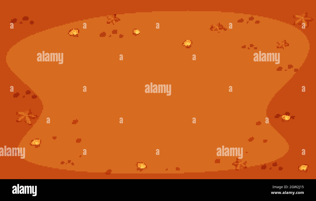 Orangefarbener Hintergrund mit Seesternen und Muscheln Stock Vektor