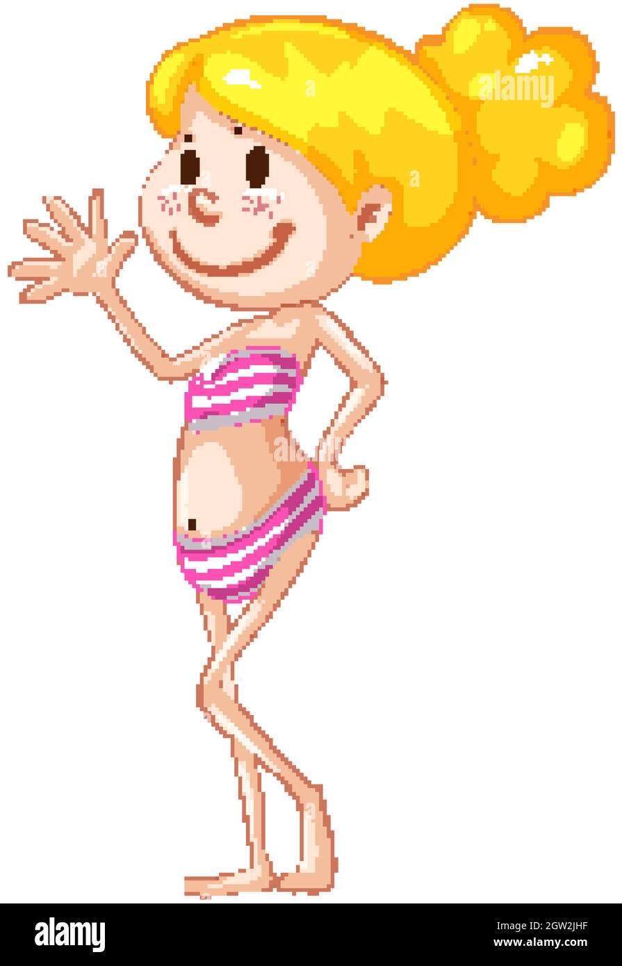 Schwimmerin in rosa Bikini auf weißem Hintergrund Stock Vektor