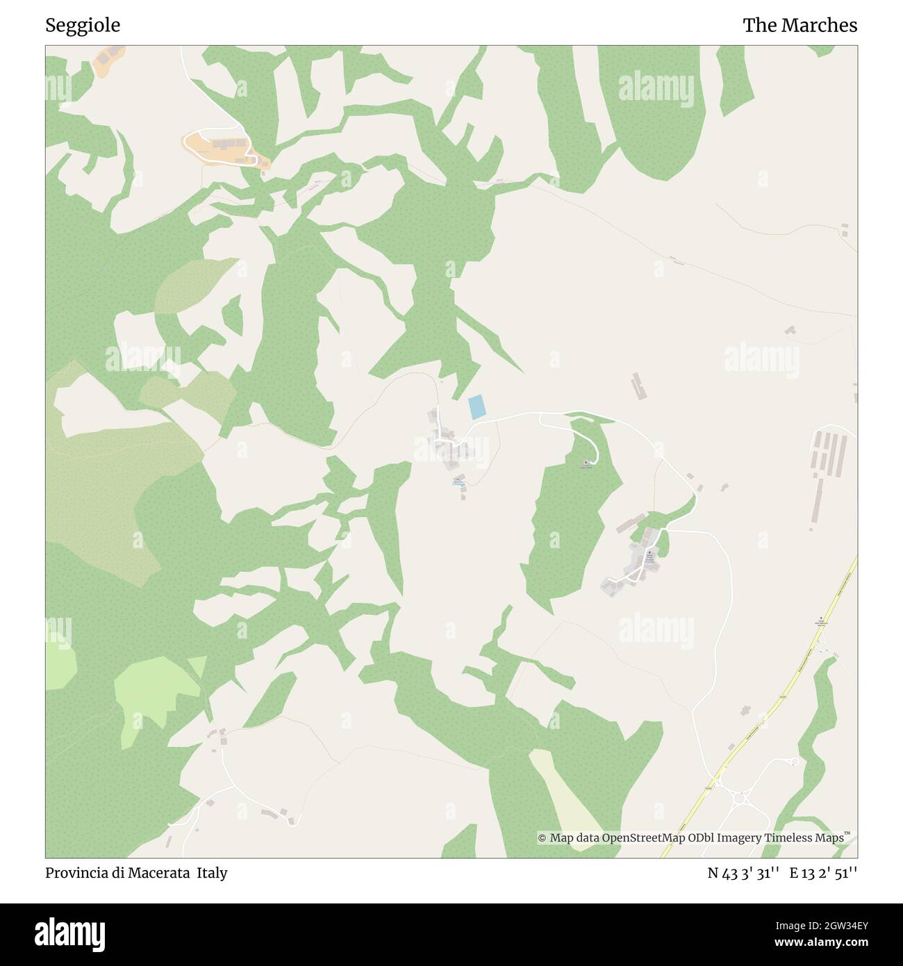 Seggiole, Provincia di Macerata, Italien, die Marken, N 43 3' 31'', E 13 2' 51'', map, Timeless Map veröffentlicht im Jahr 2021. Reisende, Entdecker und Abenteurer wie Florence Nightingale, David Livingstone, Ernest Shackleton, Lewis and Clark und Sherlock Holmes haben sich bei der Planung von Reisen zu den entlegensten Ecken der Welt auf Karten verlassen.Timeless Maps kartiert die meisten Orte auf der Welt und zeigt die Verwirklichung großer Träume Stockfoto