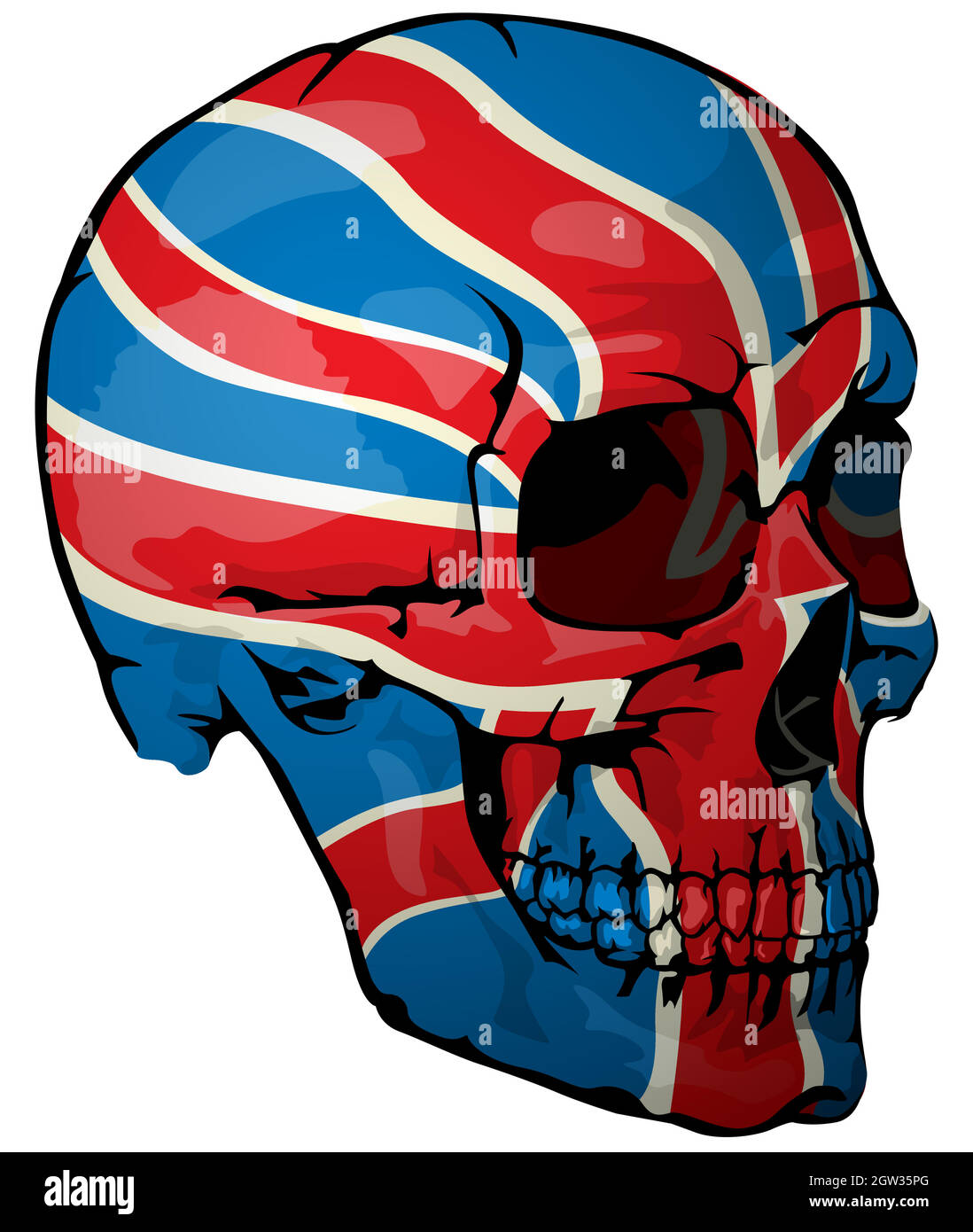 Britische Flagge auf einem Schädel gemalt Stock Vektor