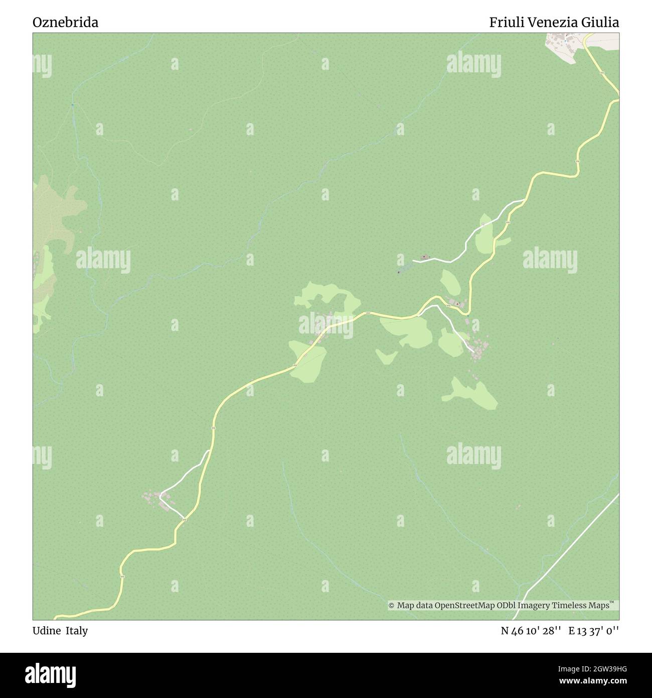 Oznebrida, Udine, Italien, Friaul Julisch Venetien, N 46 10' 28'', E 13 37' 0'', map, Timeless Map veröffentlicht im Jahr 2021. Reisende, Entdecker und Abenteurer wie Florence Nightingale, David Livingstone, Ernest Shackleton, Lewis and Clark und Sherlock Holmes haben sich bei der Planung von Reisen zu den entlegensten Ecken der Welt auf Karten verlassen.Timeless Maps kartiert die meisten Orte auf der Welt und zeigt die Verwirklichung großer Träume Stockfoto