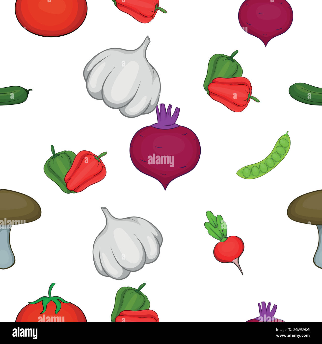 Gemüsekultur Muster, Cartoon-Stil Stock Vektor